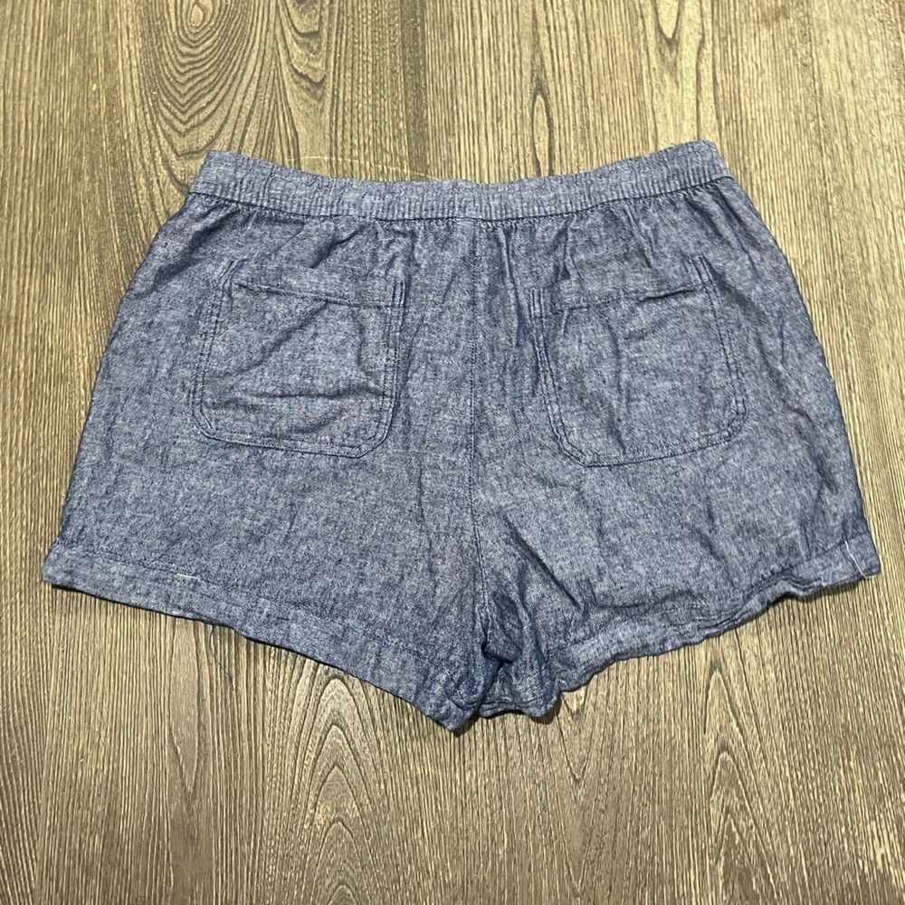 Old Navy Womens High Rise Shorts Linen Blend Elastic Waist Pockets Blue Size L - Picture 6 of 6